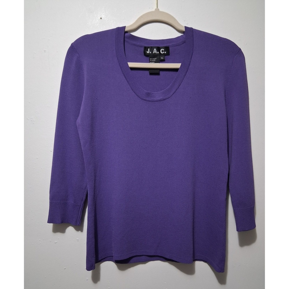JAC Purple 3/4 Sleeve Scoop Neck Knit Top Women's XL